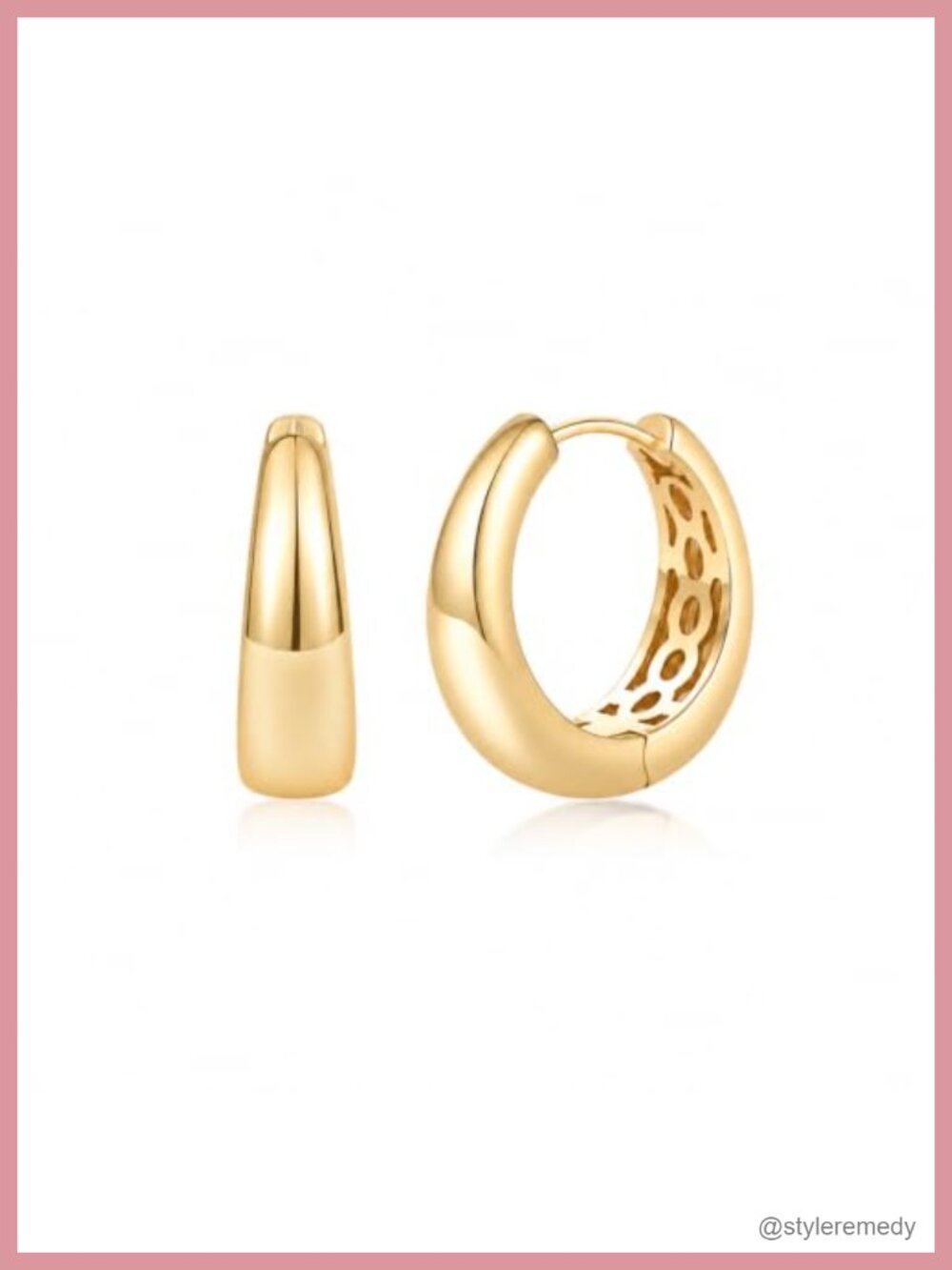 14K Gold Plated Chunky Teardrop Huggie Hoop Earrings Women Lightweight